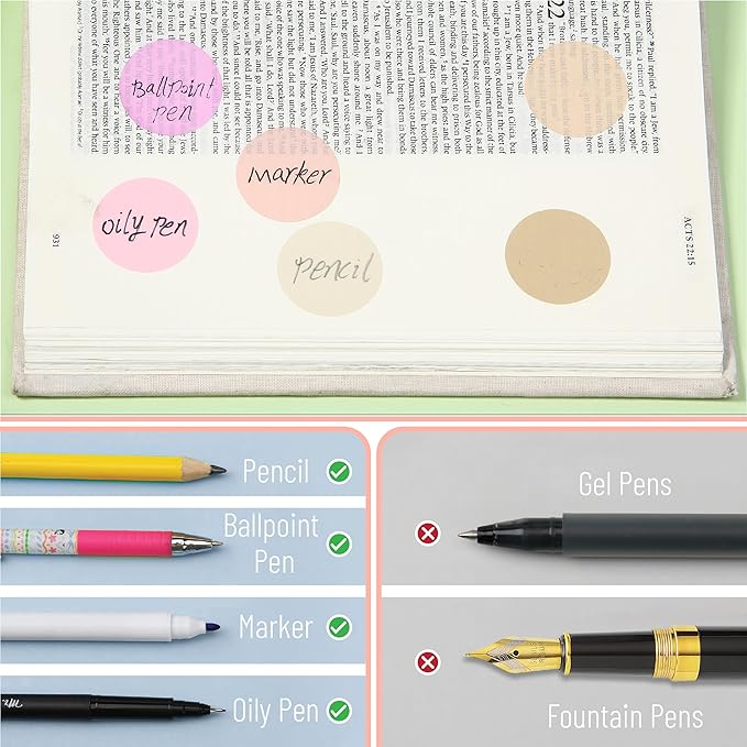 Mr. Pen- Round Transparent Sticky Notes, 1.1” Diameter, 28 Pads, 1120 Sheets, Colorful, Water-Resistant See-Through Sticky Notes Bulk & Fineliner, Smooth Writing, Note Tabs for Bible Journaling