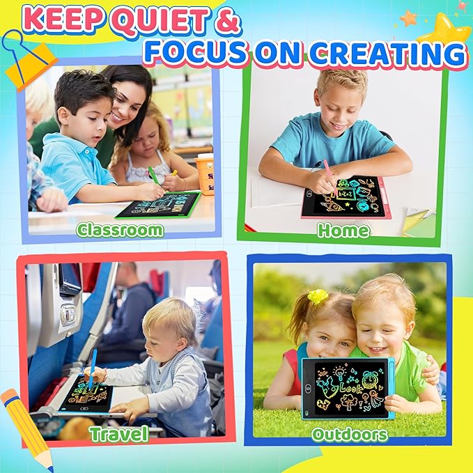 8 Pack LCD Writing Tablet for Kid, 8.5 Inch Doodle Writing Board Drawing Pad, Airplane Travel Activities Quiet Calm Down Classroom Learning Toy for Boy Girl Age 3 4 5 6 7 8 Easter Basket Stuffer