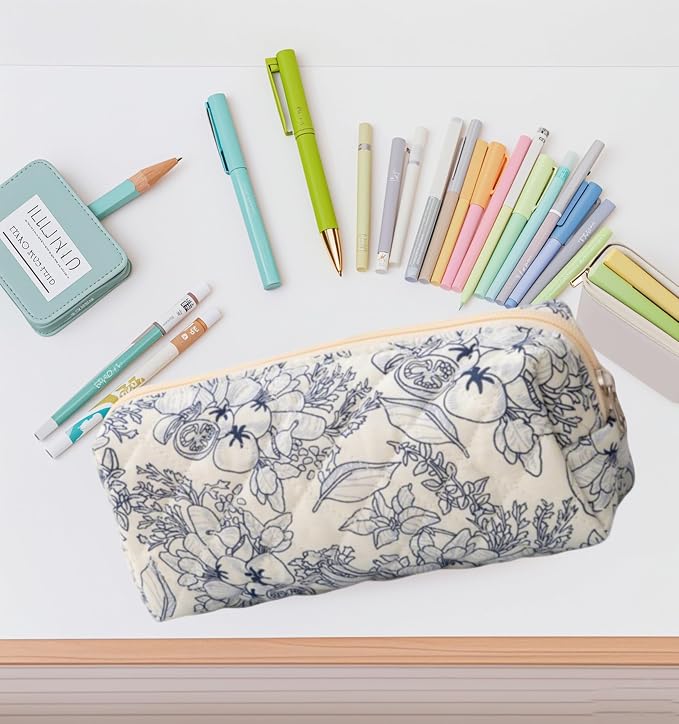 Carry bloom Pencil Pouch Cute Pencil Case for Girls Aesthetic Pencil Bag with Zipper Pen Cases School Supplies Makeup Bag