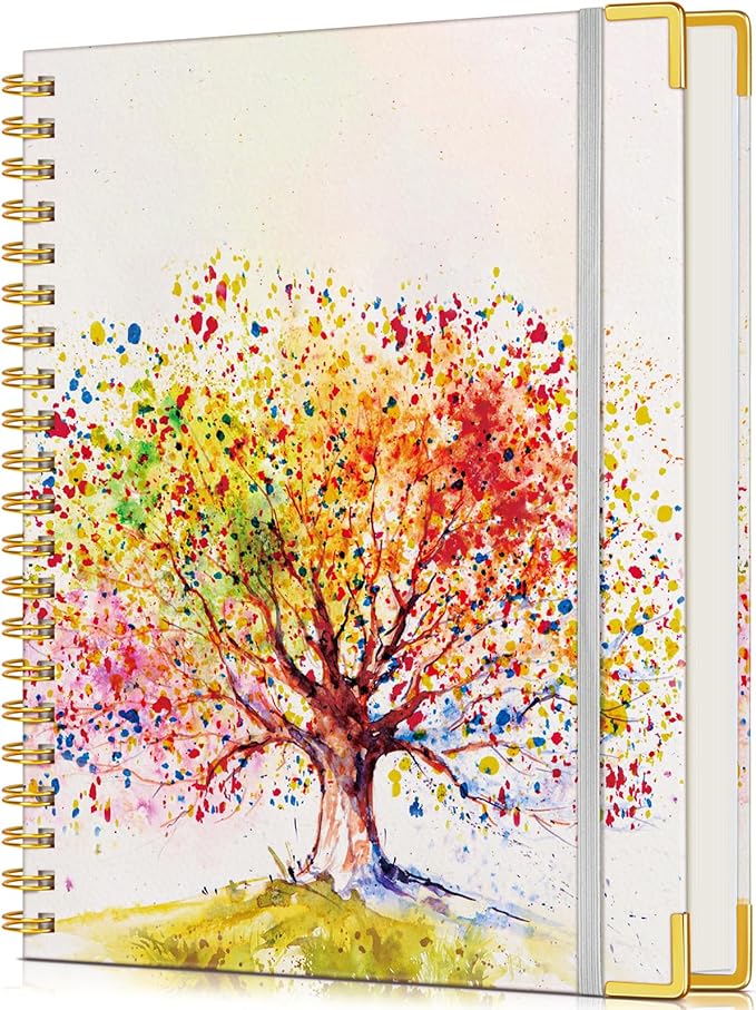 Lined Spiral Notebook Journal for Women, 150 Pages Cute Notebooks 5.75” x 8.38”, A5 Hardcover Spiral Journals with 100 GSM Thick Paper, College Ruled Notebook for Writing Work School, Colorful Tree of Life