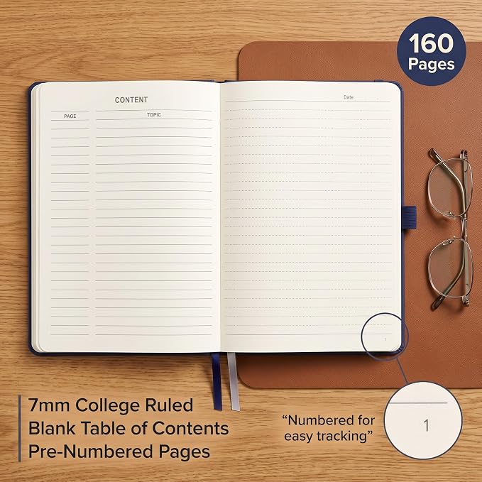 AHGXG Lined Journal Notebook, 160 Numbered Pages, A5 Size (5.7'' x 8.3'')