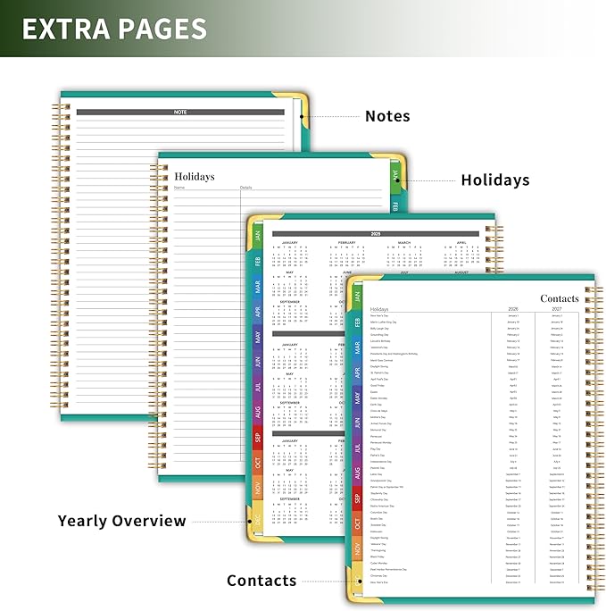 Planner -2026, Hardcover Weekly & Monthly Calendar Planner, January 2026 - December 2026, 8.5" x 11", Daily Agenda Book with Colorful Tabs, College Organizer Notebook, School & Work Supplies for Student Teacher Classroom