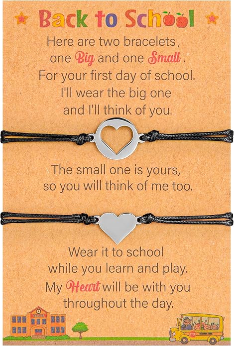 EOBOH Back to School Supplies, Back to School Bracelet Mommy and Me, Prek Matching Wish Bracelets Set, Adjustable Bracelet for Boys Girls Gifts Stuff Bulk