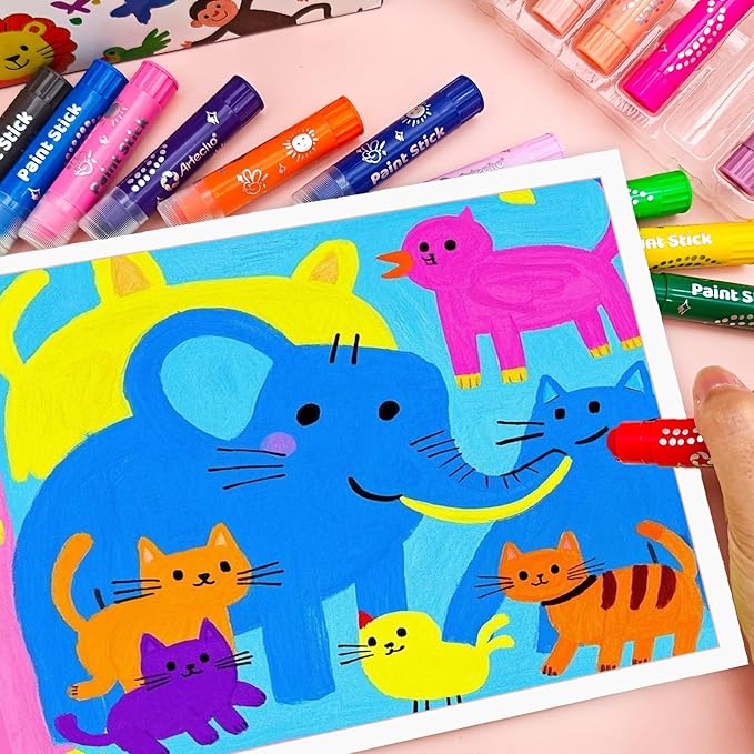 Artecho Tempera Paint Sticks, 24 Colors Washable Paint Sticks for Kids