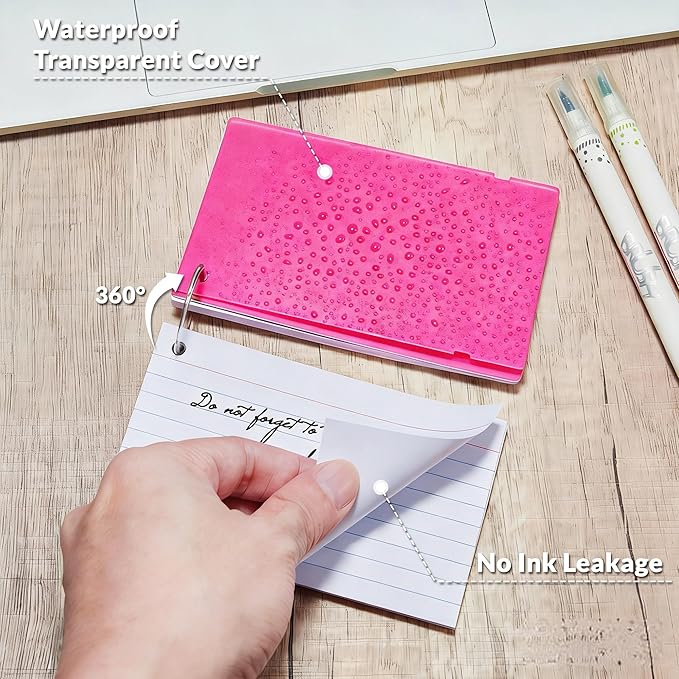 NEEWAY Ruled Index Cards with Ring 3x5 Inches, 200 Count Note Cards Lined, Flash Cards with Rings for Studying, Home and Office (Rose Red)