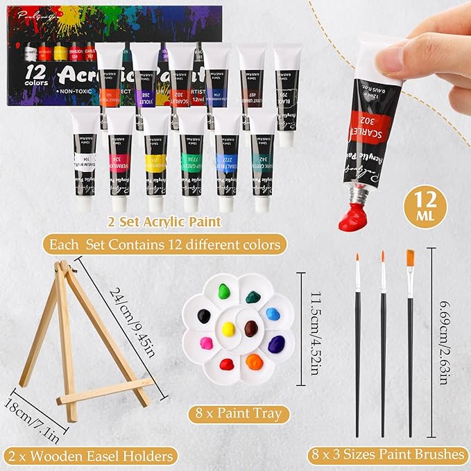 Cholemy 36 Pcs Paint and Sip Kit for Adults 8''x10'' Pre Drawn Canvas for Painting DIY Afro Acrylic Painting Kit Wood Easel Brushes Date Night Bulk for Father's Day Party Gifts(Fashion Women)