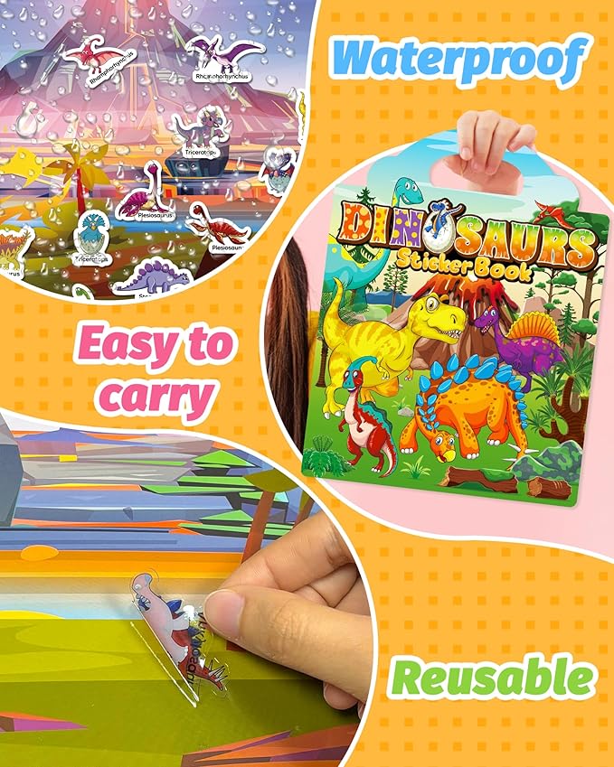 Walenced Reusable Sticker Book for Toddlers, Travel Stickers for Kids, Toddler Craft Activities Toys, Birthday Gifts for Boys & Girls
