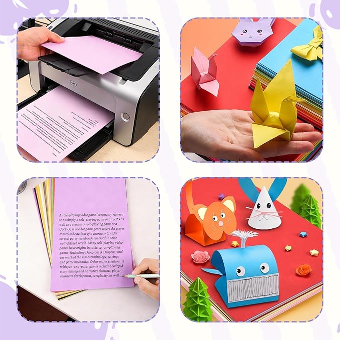600 Sheets 8.5" X 11" Colored Cardstock, 60 Assorted Colors Construction Paper Card Stock Printer Paper For Printing, Cardstock Paper, Color Paper For Diy Crafts, Kids School Supplie(180gsm/65lb)