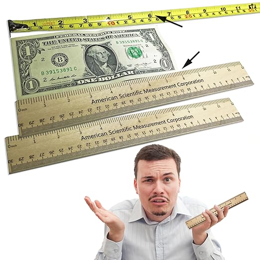 Trick Ruler, 2-Piece Novelty Rulers, Size Enhancement Prank, 33% Bigger, Wooden, 9 inches