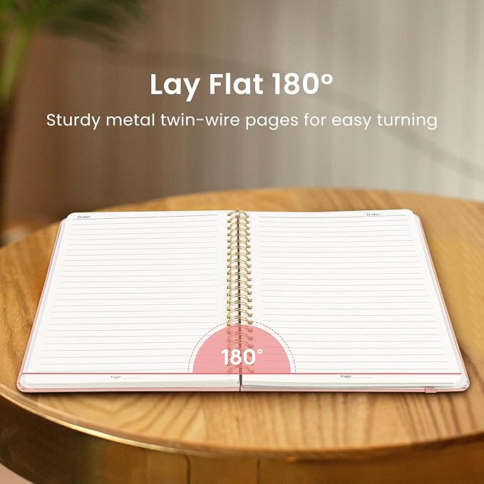 Taja Lined Spiral Journal Notebook for Women & Men, 140 Pages, College Ruled Hardcover Notebook for Work & Note Taking, Journals for Writing, A5(5.7" x 7.9") - Pink