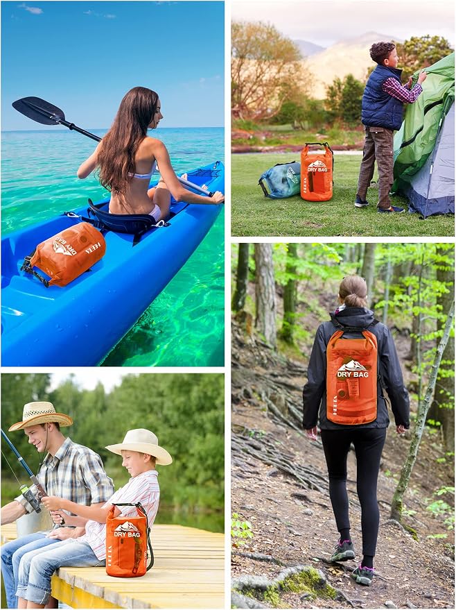 HEETA Dry Bag Waterproof Backpack with Phone Case 5L/10L/20L/30L/40L | Roll Top Lightweight Dry Storage Bag for Women Men, Travel Boating Kayaking Paddle Board Camping Beach Essentials Accessories
