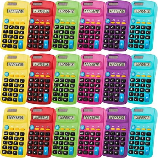 Weewooday 36 Pieces Small Basic Calculator 8 Digit Solar Battery Dual Power Mini Pocket Calculator for Kids Students Classroom Desktop Home Office, 6 Colors
