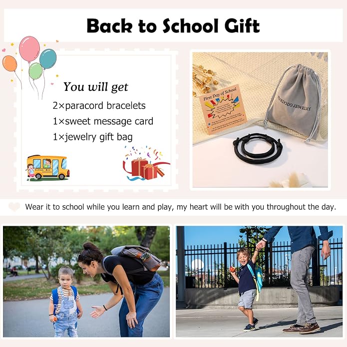 PINKDODO First Day of School Bracelet Back to School Gifts Mommy and Me Bracelets Mother Son Bracelet