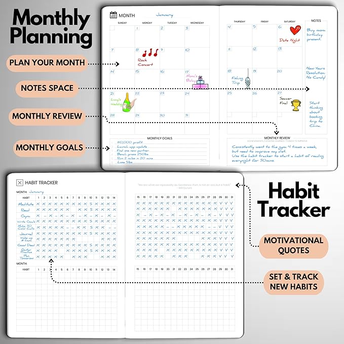 Wyze Planner Undated Daily Planner – 6-Month A5 Productivity Organizer with Full Page Per Day, ADHD Friendly, Hourly Schedule, Goal Setting, Habit Tracker, Weekly & Monthly Pages – Hardcover Time Management Notebook (Rose Gold)