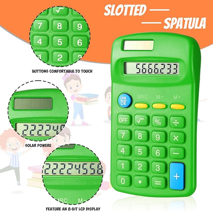 Copkim 24 Pack Student Mini Calculator for Classroom, 8-Digit Display Dual Powered Handheld Math Tools for Teachers, School Supplies and Classroom Rewards, Compact Design(Green)