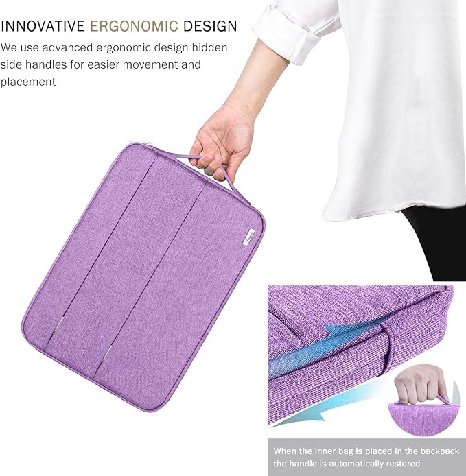 Voova 13 13.6 Inch Laptop Sleeve Case Compatible with MacBook Air 13 M1/M2/M3/M4 2020-2025, MacBook Pro 13/14, IPad Air/Pro 13, Waterproof Slim Computer Bag Cover with Handle, Lavender