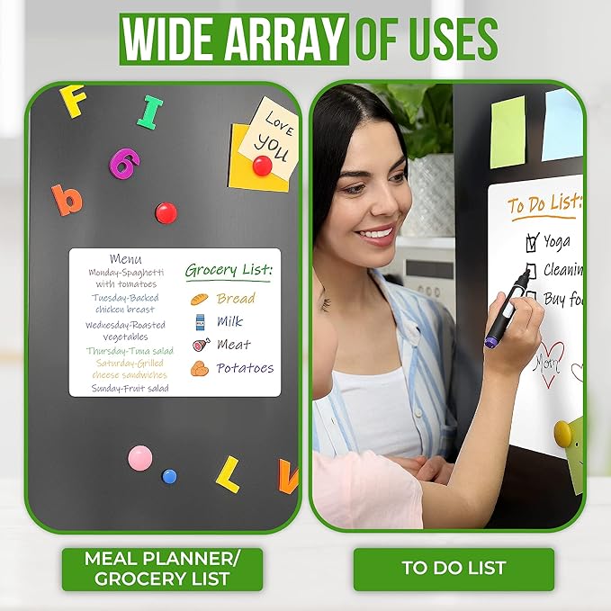 Magnetic Whiteboard for Fridge 8x12 - Dry Erase Board for Refrigerator White Board for Fridge Whiteboard Magnetic Fridges Boards Magnet Whiteboard for Fridges Magnet White Boards