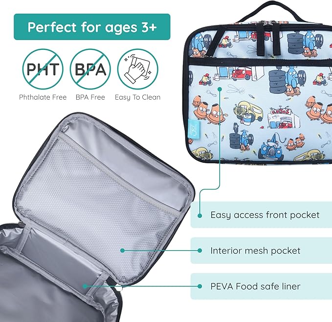 Wildkin JumpOff Jo Insulated Lunch Box – Keeps Food Hot or Cold, BPA-Free with Mesh Pockets & Easy-Clean Lining – Ideal for School, Travel & Daycare - Jo's Garage