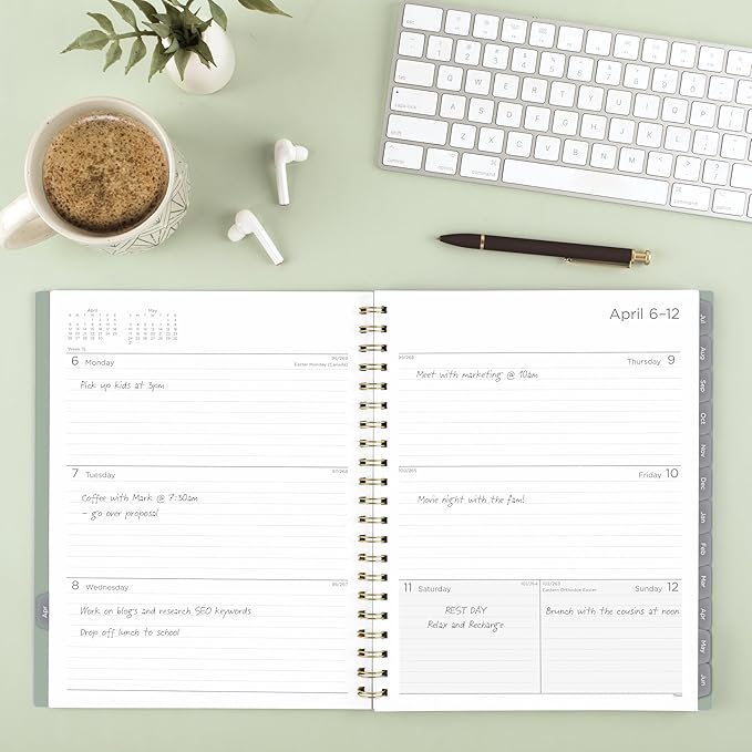 Mead Planner 2026-2027 Weekly & Monthly Academic 15-Month April-June, 8.5" x 11", Soft Grass (CAW62093)