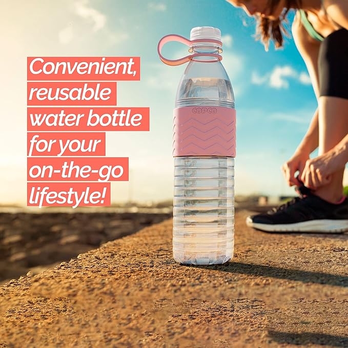 Copco Hydra 20 oz Water Bottle with Carrying Loop – Leak Proof, BPA Free Tritan, Dishwasher Safe, Twist-Open Body, Non-Slip Silicone Grip, Perfect for Gym, Travel & Daily Use (Pink)
