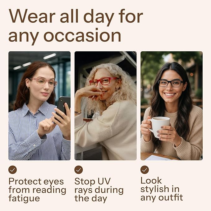 Gaoye Reading Glasses Blue Light Blocking, Spring Hinge Readers for Women Anti Glare Filter Lightweight Eyeglasses (5-Pack Mix Color 2, 1.75)