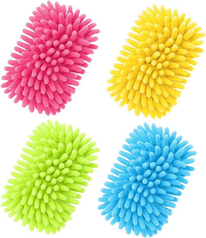 Zonon 4 Pieces Dry Erase Eraser Microfiber Shag Washable Whiteboard Eraser for Markers, Chalk, Home and Office (Pink,Blue,Yellow,Green)