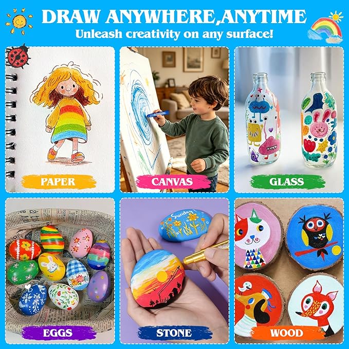 96 Pack Tempera Paint Sticks,24 Colors Non Toxic Solid Paint Sticks for Kids,No Mess,Quick Drying,Smooth and Washable Toddler Crayons,Works Great on Paper,Wood,Glass,Ceramic,Canvas