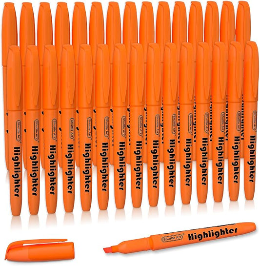 Shuttle Art Orange Highlighters, 30 Pack Highlighters Bright Colors, Chisel Tip Dry-Quickly Non-Toxic Highlighter markers for Adults Teachers Students Highlighting in the Home School Office