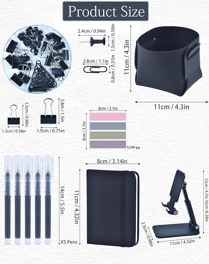 20Pcs Black Desk Organizers and Accessories With Mesh Desk Organizer and 360°Rotating Pen Holder and a Lot of Office Black Office Supplies Beautifully Presented in a Gift Box