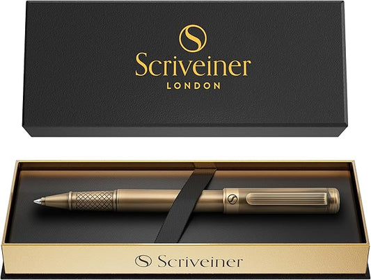 Scriveiner Bronze Rollerball Pen - Stunning Luxury Pen, Schmidt Ink Refill, Best Roller Ball Gift Set for Men & Women, Professional, Executive Office, Nice Pens