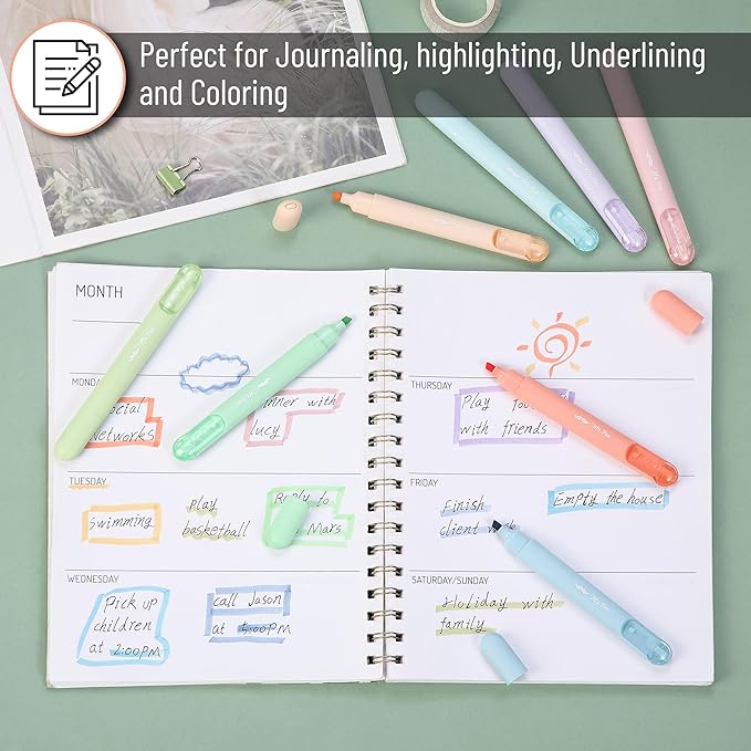 Mr. Pen- Aesthetic Highlighters, 8 Pack, Pastel Colors, Cute Highlighters Assorted Colors for Journaling, Highlighting, Underlining, Fast Dry, Back to School Supplies