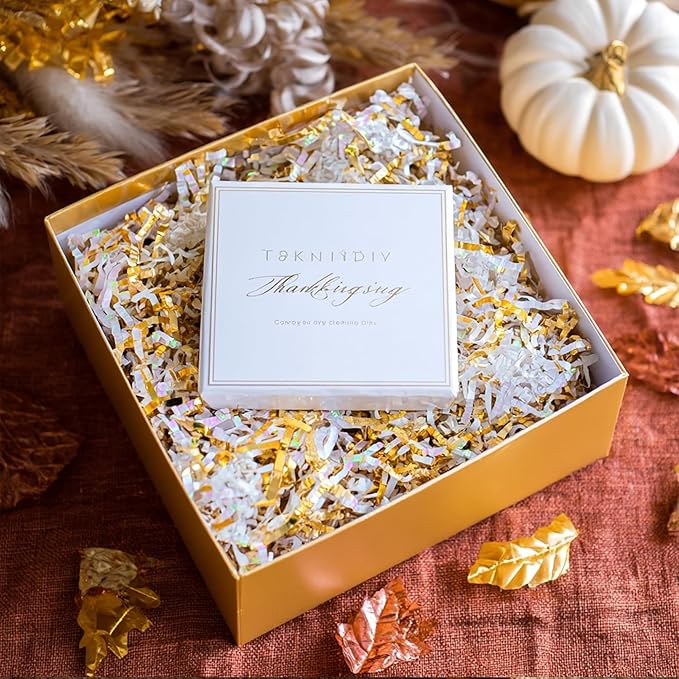 Uptotop 5oz Crinkle Cut Paper Shred Filler for Gift Wrapping, Gift Basket Filling, Perfect for Birthday, Christmas, Thanksgiving, Halloween, Easter, Valentine's Day, Mother's Day, Father's Day, Wedding & Holiday Decor, Diamond White and Gold