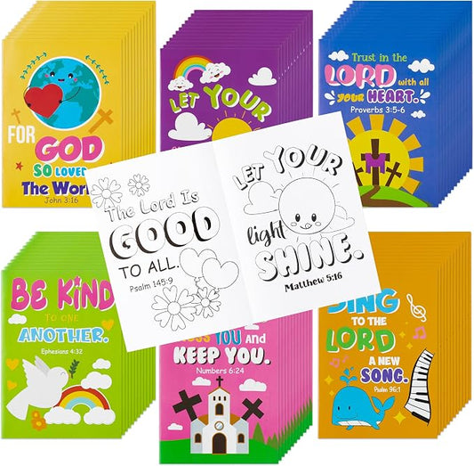 Dvbonike 72Pcs Bible Coloring Books Religious Theme DIY Color-in Pages | Inspirational Words, Christian Activity Artwork, Sunday School Supplies, Classroom Reward, Party Favor, Gift, Drawing Booklet