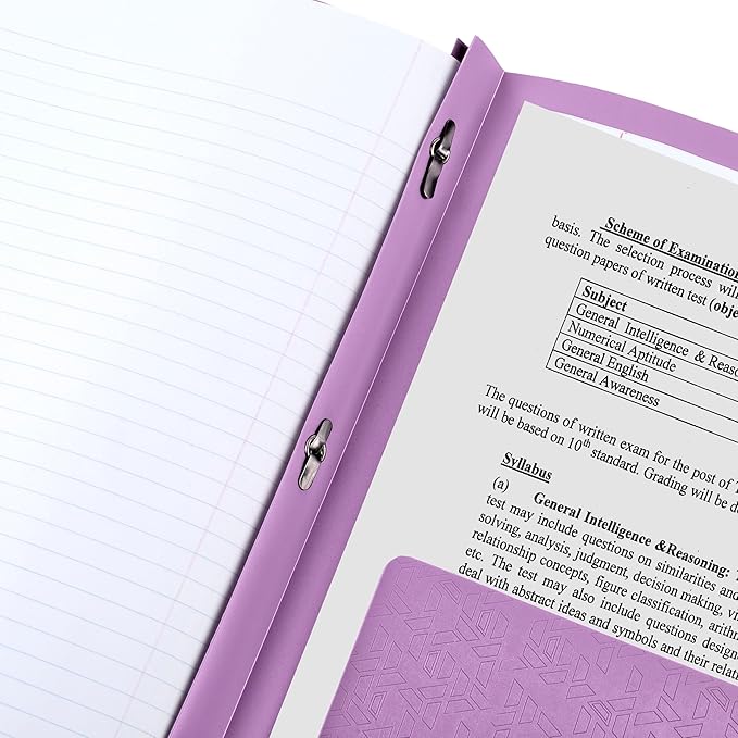 Five Star 2-Pocket Folder, Plastic Folder with Stay-Put Tabs and Prong Fasteners, Holds 8-1/2" x 11" Paper, Amethyst Purple (38750)