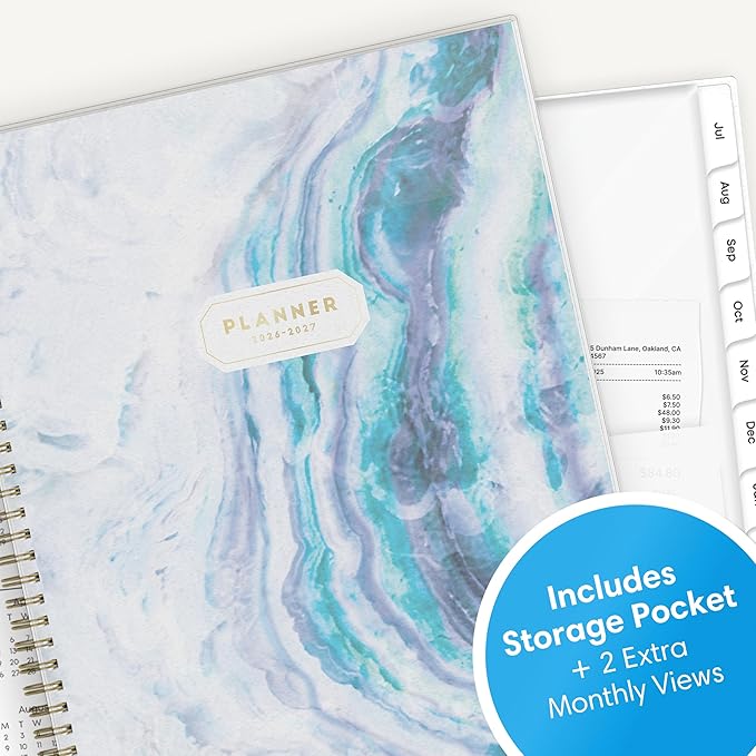 Blue Sky 2026-2027 Weekly and Monthly Academic Year Planner Calendar, July 2026 - June 2027, 8.5" x 11", Flexible Cover, Wirebound, Laminated Tabs, Storage Pocket, Gemma