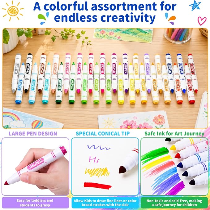 Markers Bulk, 480 Washable Markers for Kids Classroom, 24 Colors