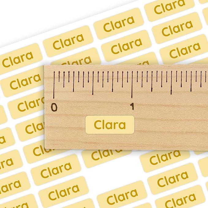 Mini Name Labels (175) - Custom Personalized Name Labels for Labeling Tiny Items, Washer and Dryer-Safe Waterproof Labels for Daycare, Preschool, and School - Yellow