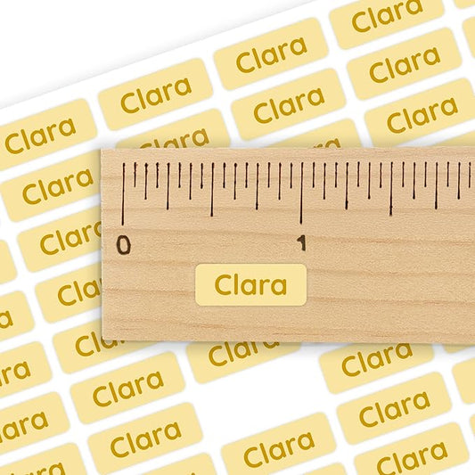 Mini Name Labels (175) - Custom Personalized Name Labels for Labeling Tiny Items, Washer and Dryer-Safe Waterproof Labels for Daycare, Preschool, and School - Yellow