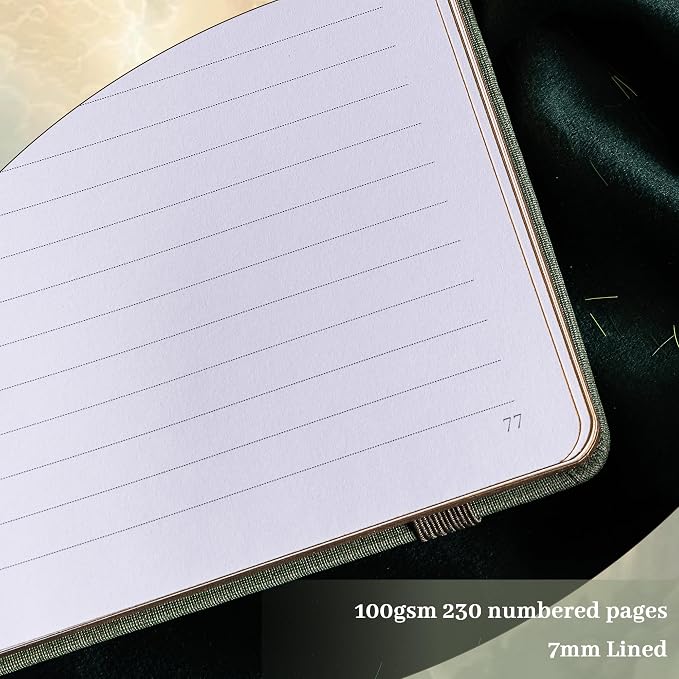 TIEFOSSI B5 Lined Journal, College Ruled Notebook for Women Men, Hardcover Notebooks for Writing Journaling, 100 GSM Thick Paper, 230 Numbered Pages with Golden Edges