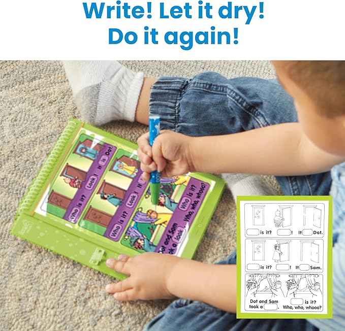 hand2mind Bob Books Water Workbook- Sight Words Kindergarten 2, Water Reveal Coloring Book for Toddlers, Mess Free Painting, Learn to Read, Quiet Time Activities for Kids 3-5, Kids Travel Must Haves