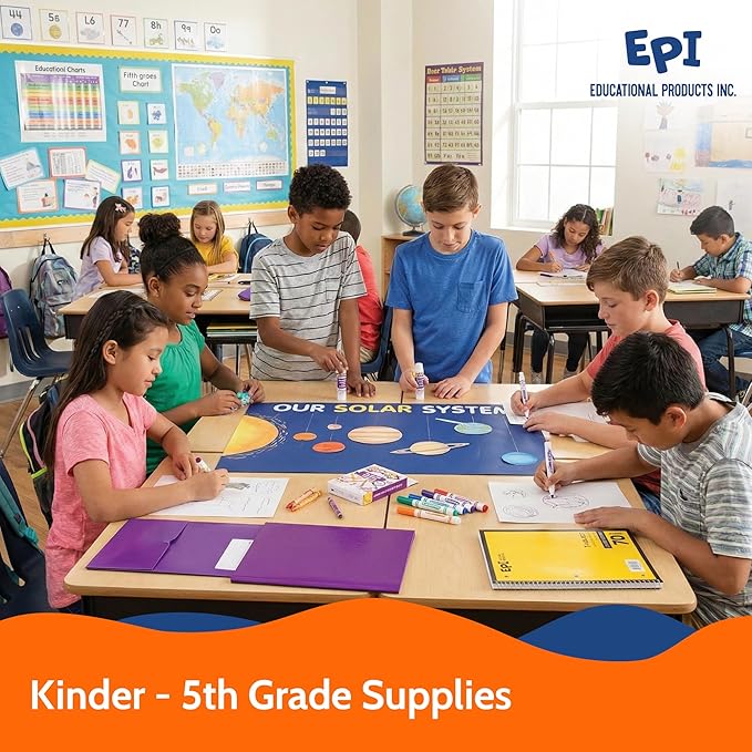 EPI Essentials Bulk School Supplies for Kids – Kindergarten to 5th Grade School Supply Packs – Wide-Ruled Bundle with Classroom-Ready Standard List Essentials – 168 Boxes per Pallet