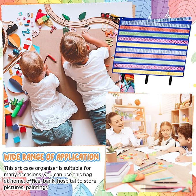 Sinload 48 x 39 inch Bulletin Board Border Storage, Foldable Border Storage Pocket Chart, Bulletin Board Borders and Wall Borders, Classroom Organizer with Storage Pockets for Teacher
