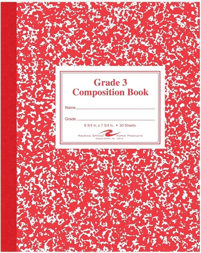 Roaring Spring Paper Products Composition Book, Grade 3 Ruled, 50 Sheets, 9-3/4 x 7-3/4 Inches, Red (ROA77922)