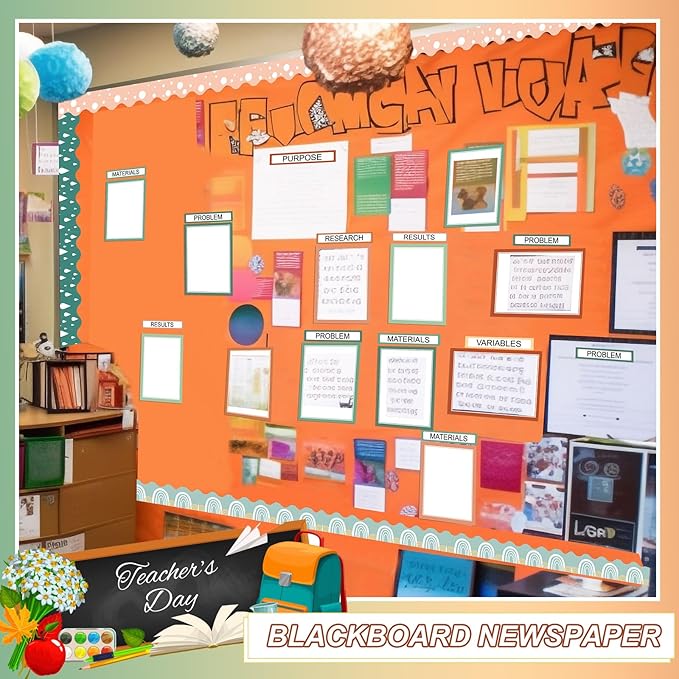 Fuyoooo 90 Pcs Science Fair Board Supplies 60 Trim Scalloped Bulletin Board Borders 24 Presentation Board Subtitles 6 Science Fair Titles for Classroom Display Boards(Geen Boho)