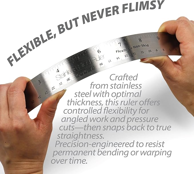 Officemate Classic Stainless Steel Metal Ruler, 15 inches with Metric Measurements, Silver, 15 L x 1.25 W (66612)
