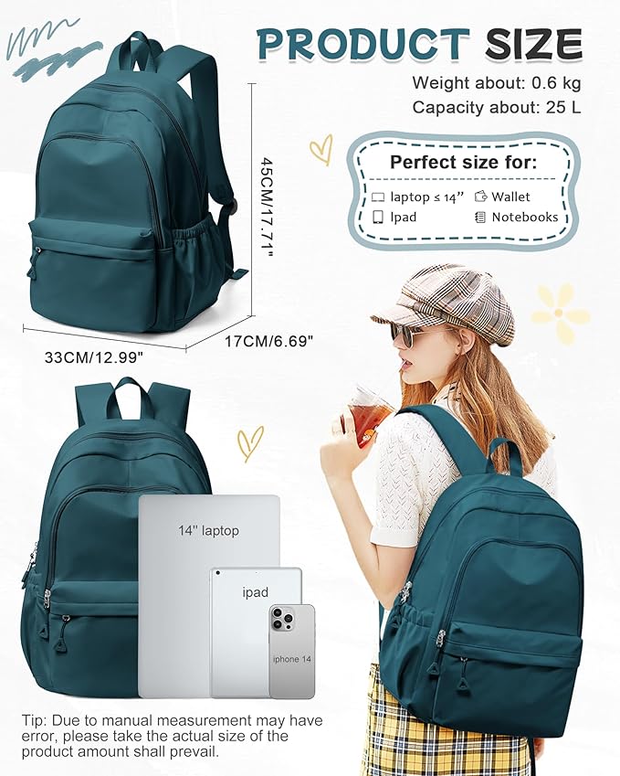 BJLFS Blue Backpack for School Women Girls, Waterproof Bookbag Cute High School Backpack for Men Teen Boys, Lightweight Travel College Backpacks Mochilas Escolares para Casual Daypack Rucksack