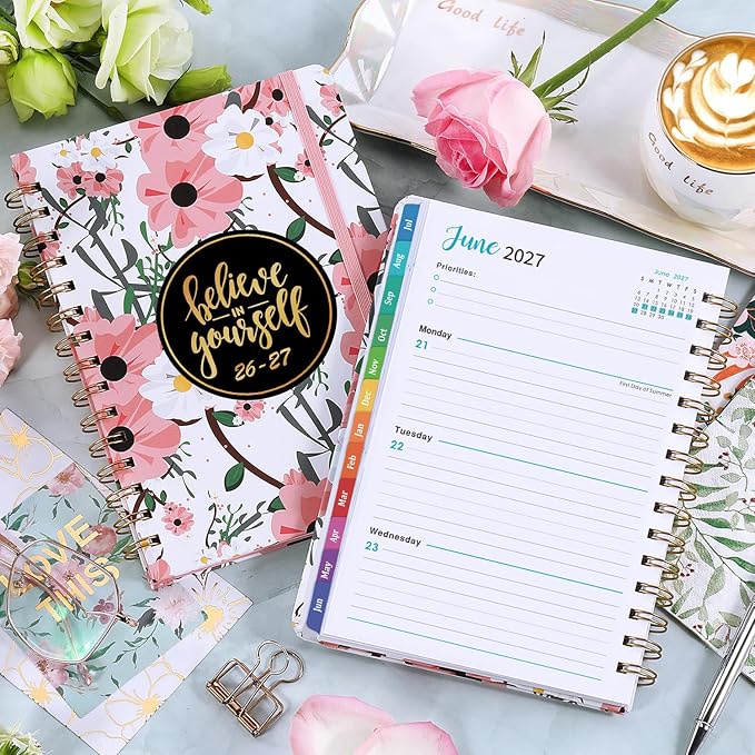 2026-2027 Planner - Weekly & Monthly Planner 2026-2027 with Tabs, 6.4" x 8.5", Jul 2026 - Jun 2027, Hardcover, Strong Binding, Thick Paper, Back Pocket, Elastic Closure, Inspirational Quotes
