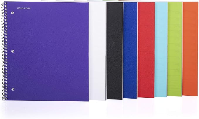 Mintra Office Durable Spiral Notebooks, 1 Subject, (Black, 4x4 Graph 1pk), 100 Sheets, Poly Pocket, Moisture Resistant Cover, School, Office, Business, Professional