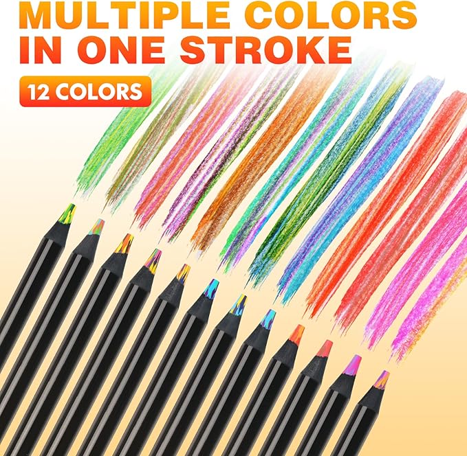 nsxsu Art Supplies for Kids Teens Adults, 12 Rainbow Pencils Drawing Supplies, Jumbo Multi Colored Pencils for Sketching Drawing, Tween Girls Trendy Stuff Birthday Party Favor Crafts for Boys 6-12