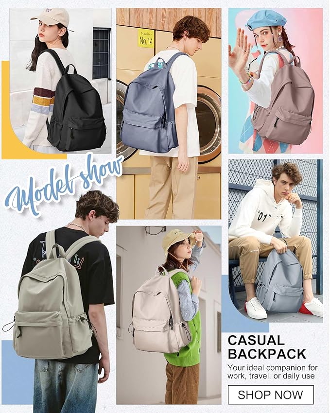 Blue Backpack for School, High School Bookbag Back Pack for Teens Girls Boys, Lightweight College Backpack Book Bag for Women Men, Simple Casual Daypack Backpack Mochilas Escolares para Adolescentes